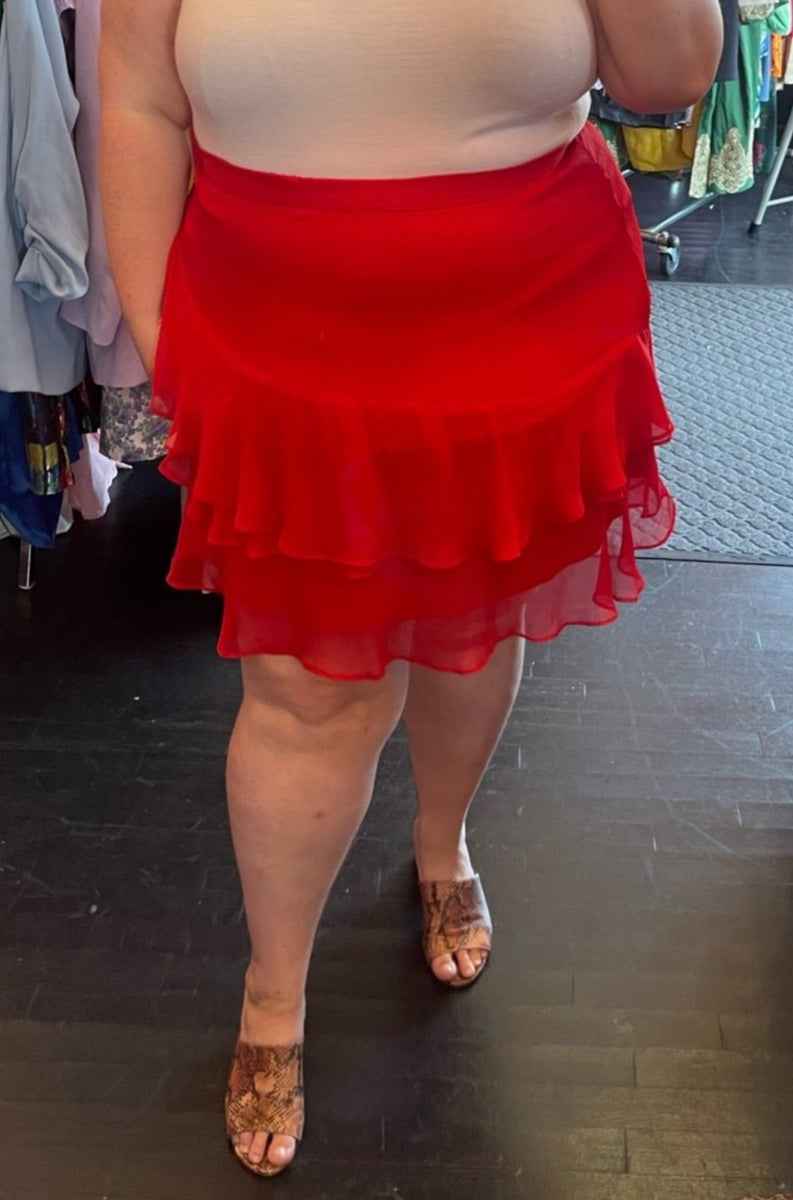 Red Ruffle Skirt