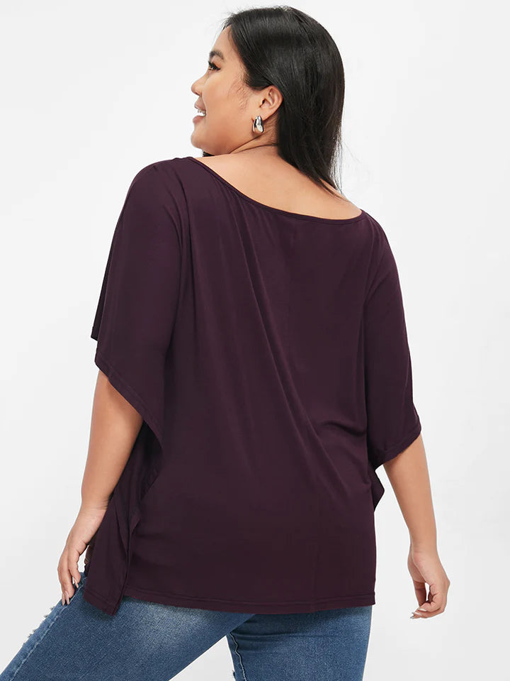 BLOOMCHIC OFF THE SHOULDER DOLMAN SLEEVE T-SHIRT 100% MODAL PLUS SIZE
