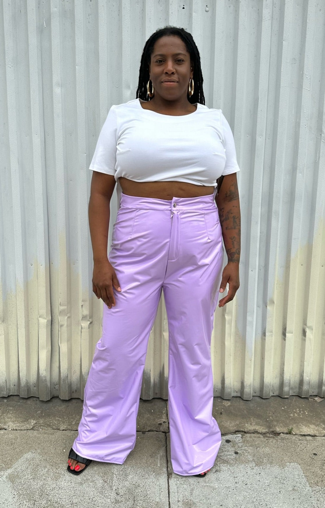 Finesse Lavender Pleather Wide Leg Pants, Size 1X – The Plus Bus Boutique