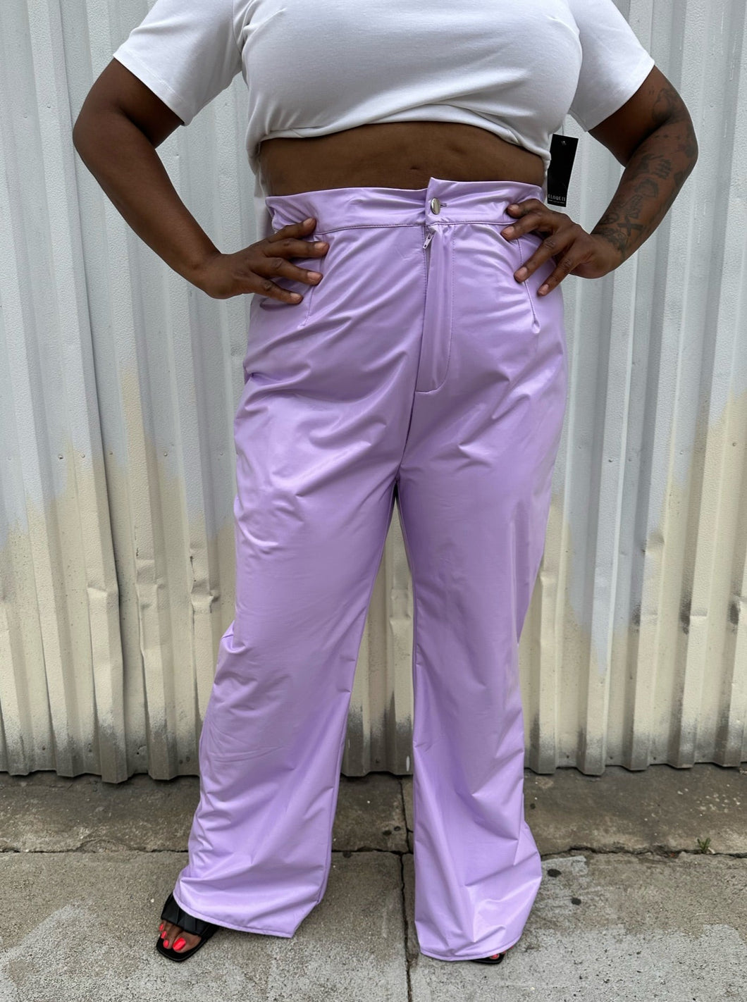 Finesse Lavender Pleather Wide Leg Pants, Size 1X – The Plus Bus Boutique