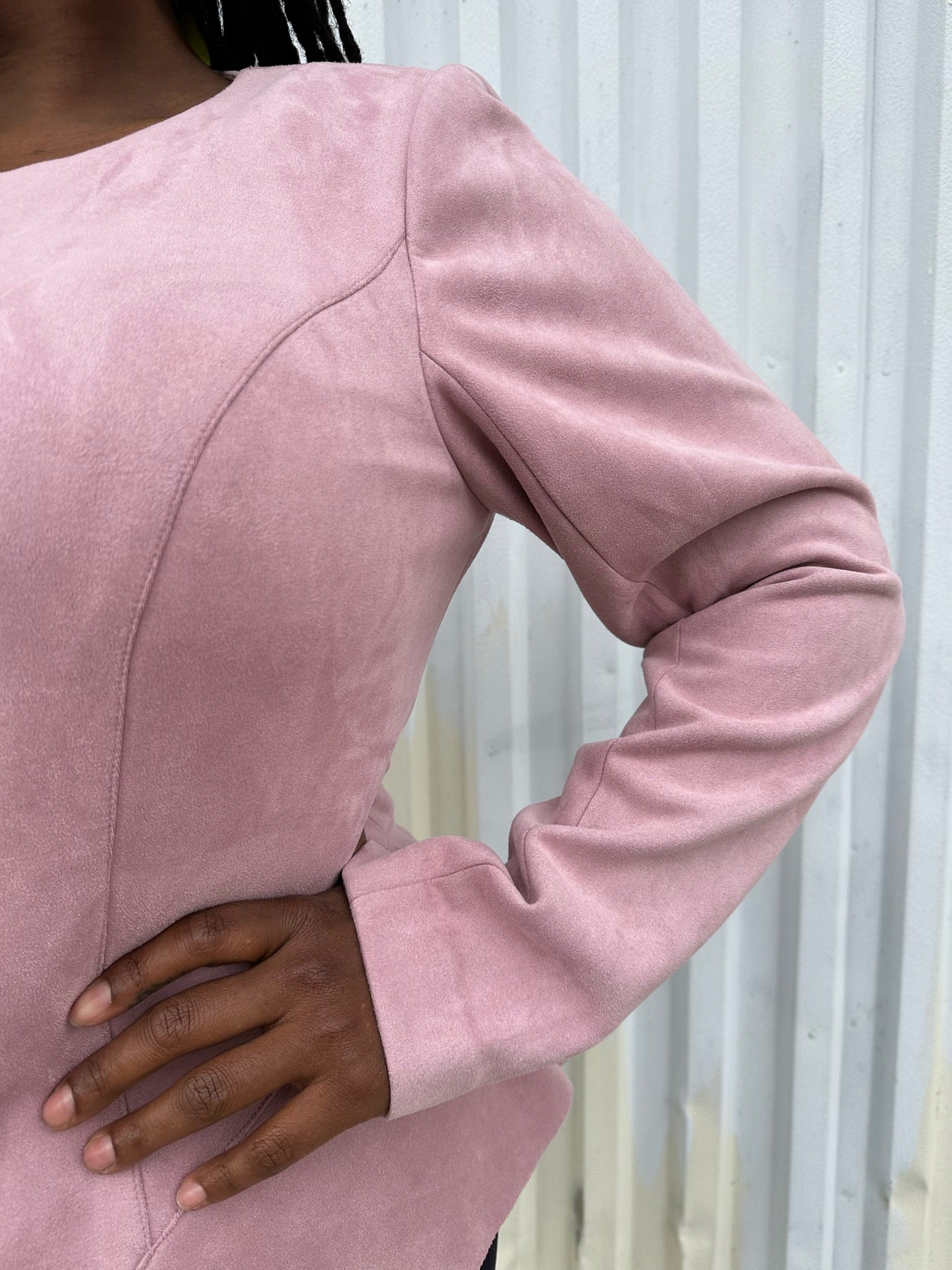 Baby pink suede on sale jacket