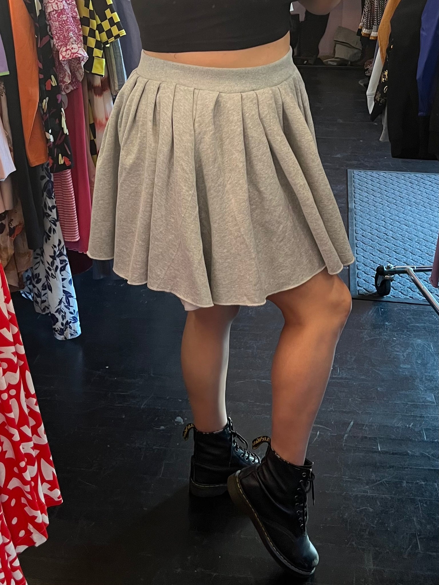 Skater Skirt - Silver Gray Crushed Velvet– Peridot Clothing