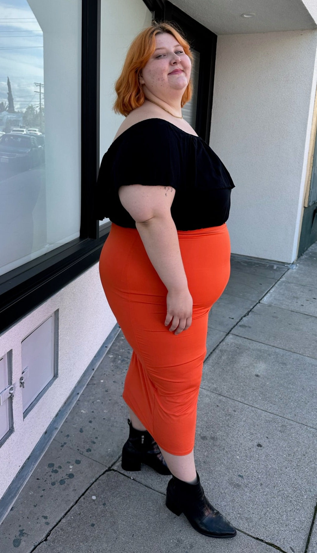 Fashion Nova Bright Orange Bodycon Maxi Skirt, Size 3X – The Plus