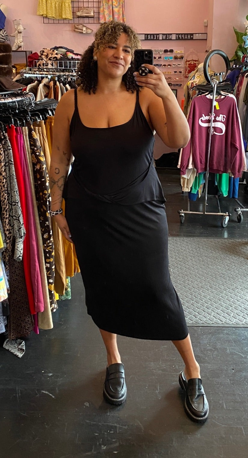 ASOS Black Tank Maxi Dress with Twisted Waist Detail, Size 24 – The Plus  Bus Boutique